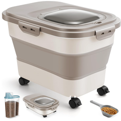Pet food storage barrel, large capacity, foldable, sealed, moisture-proof and insect-proof barrel for cat and dog food, flip-top storage barrel for food